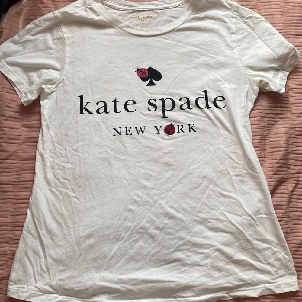 Kate spade size small white t-shirt with lady bugs